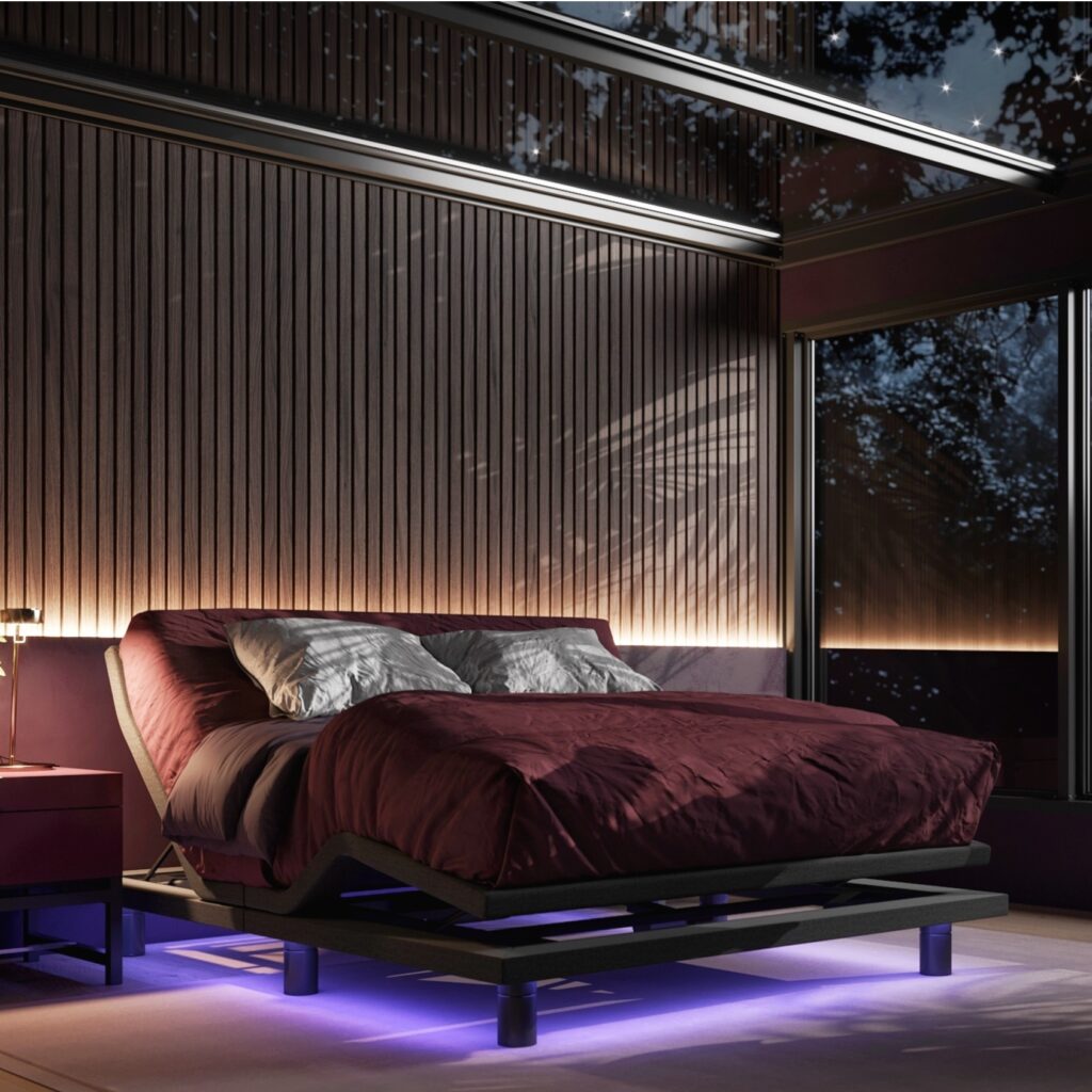 Elevated Marble Flex Adjustable bed frame with under bed illumination